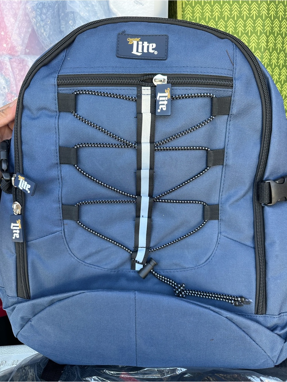 Miller Lite Navy Blue Men's Backpack with Front Bungee